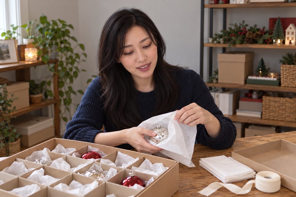 Megan Hayashi decorating at home for Christmas